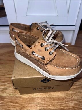 Sperry Kids Tan Leather Moccasin Boat Shoe